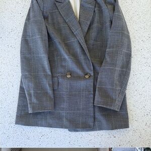 H&M Black and White Checkered Oversized Blazer